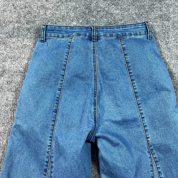 Litz Wide Jeans Womens 28 Blue Denim Cotton Frayed Hem High Rise Medium Wash - Picture 11 of 11